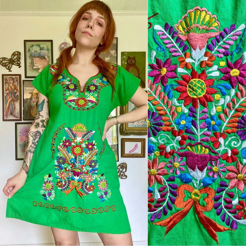 Vintage embroidered floral dress